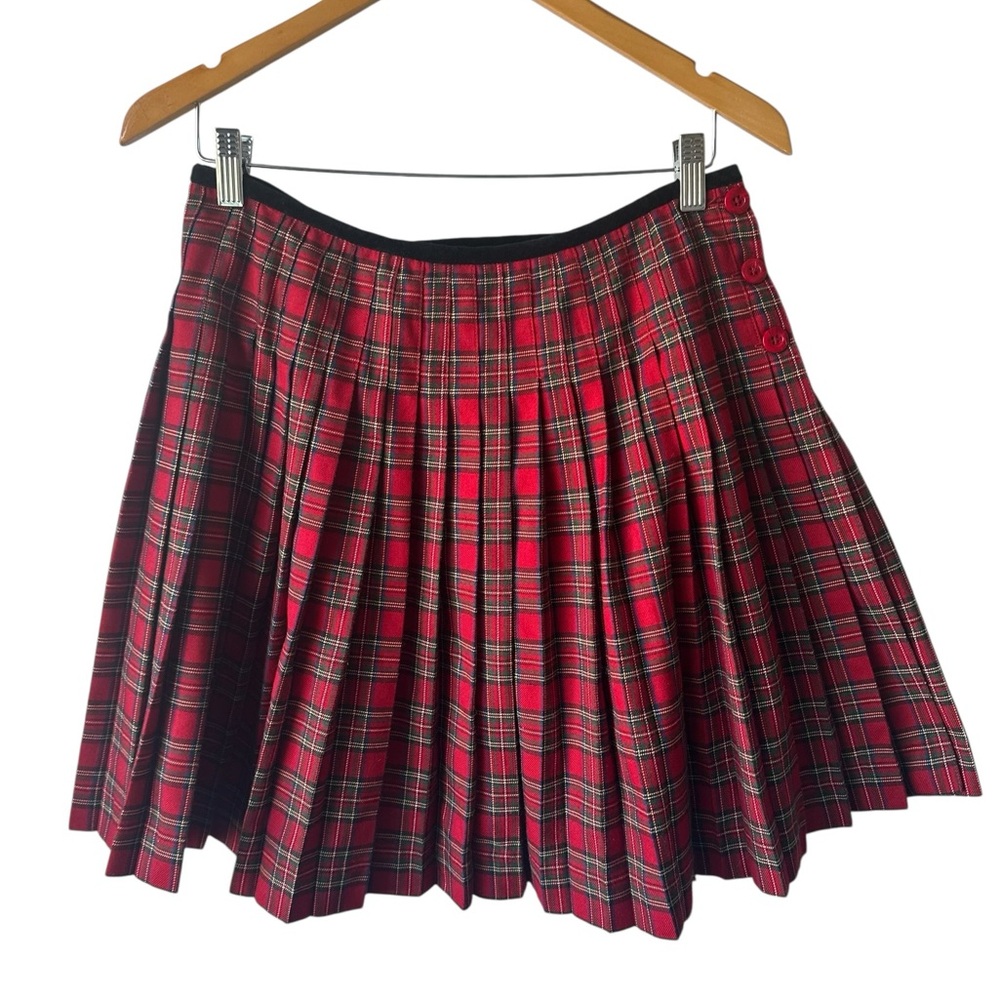 Liz Claiborne Red Tartan Pleated Mini Skirt